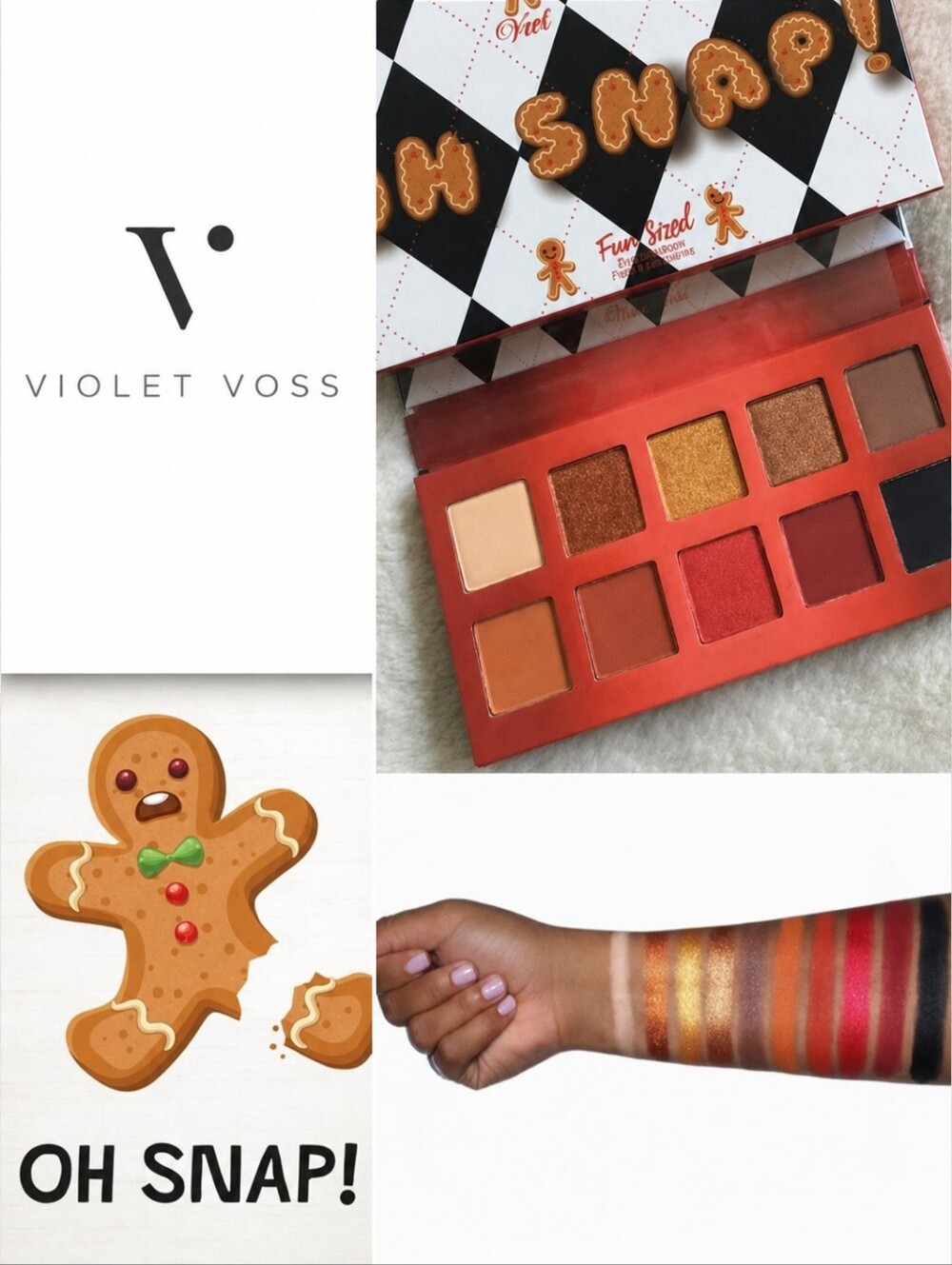 OH Snap Gingerbread Eyeshadow Palette Violet Voss Shimmers Neutrals Mattes Bold